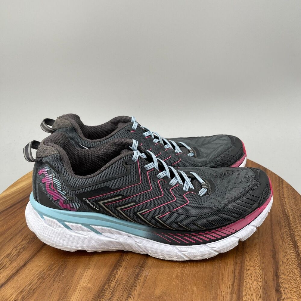 Hoka One One Clifton 4 Shoes Mens Size 10 Black Running Comfort Walking Gym